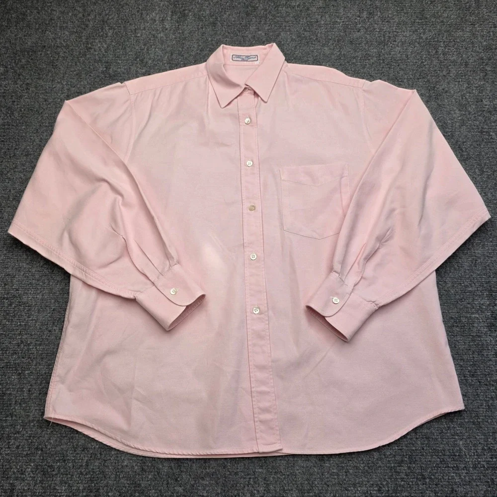 Alain‎ Figaret Paris Mens Pink Oxford Button Down Shirt Size 44 17.5 Long Sleeve